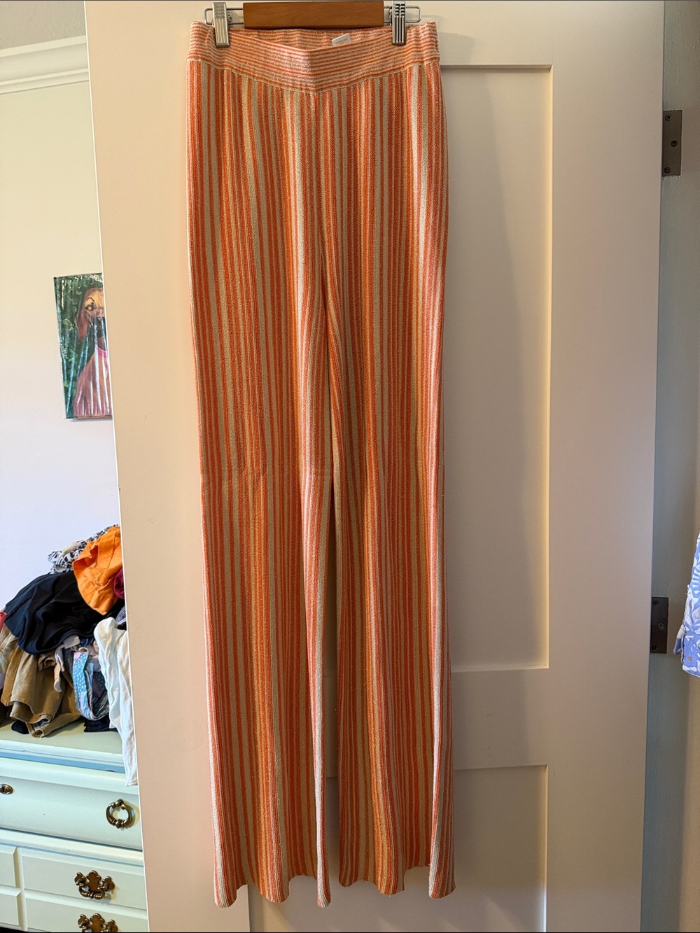 House of Harlow 1960 Orange and Cream Striped Wide-Leg Knit Pants